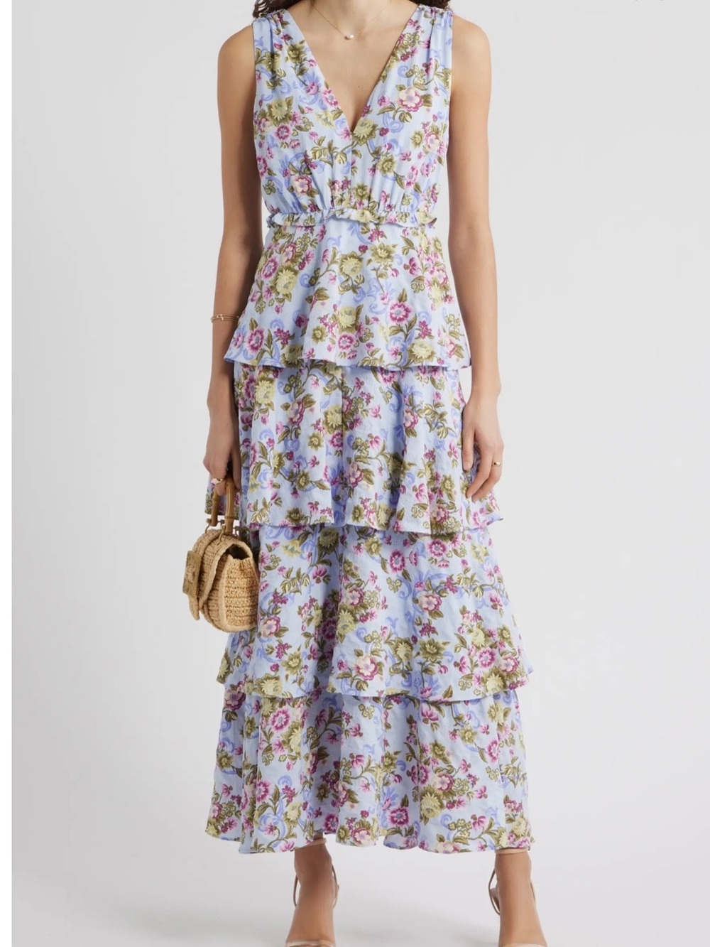 Gorgeous Nordstrom Chelsea28 blue floral maxi dress